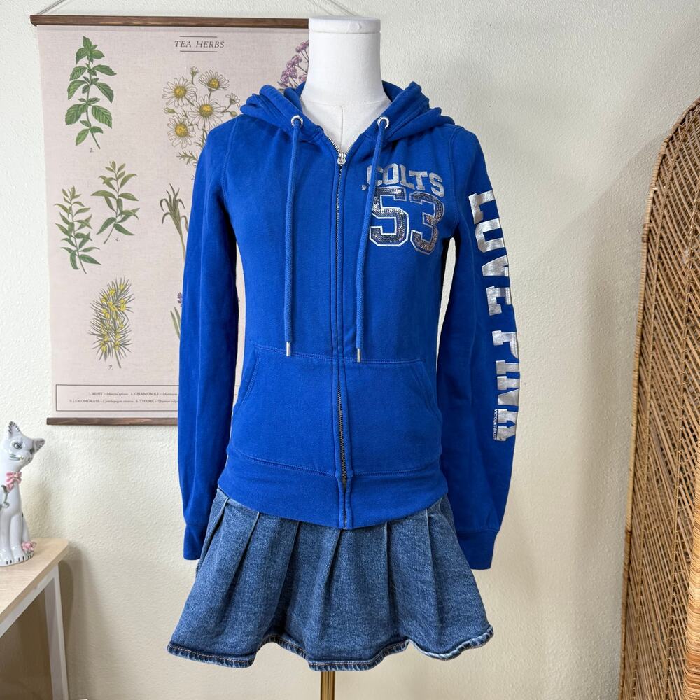 Pink Victorias Secret NFL Indianapolis Colts Hooded Sweatshirt Jacket Sporty XS